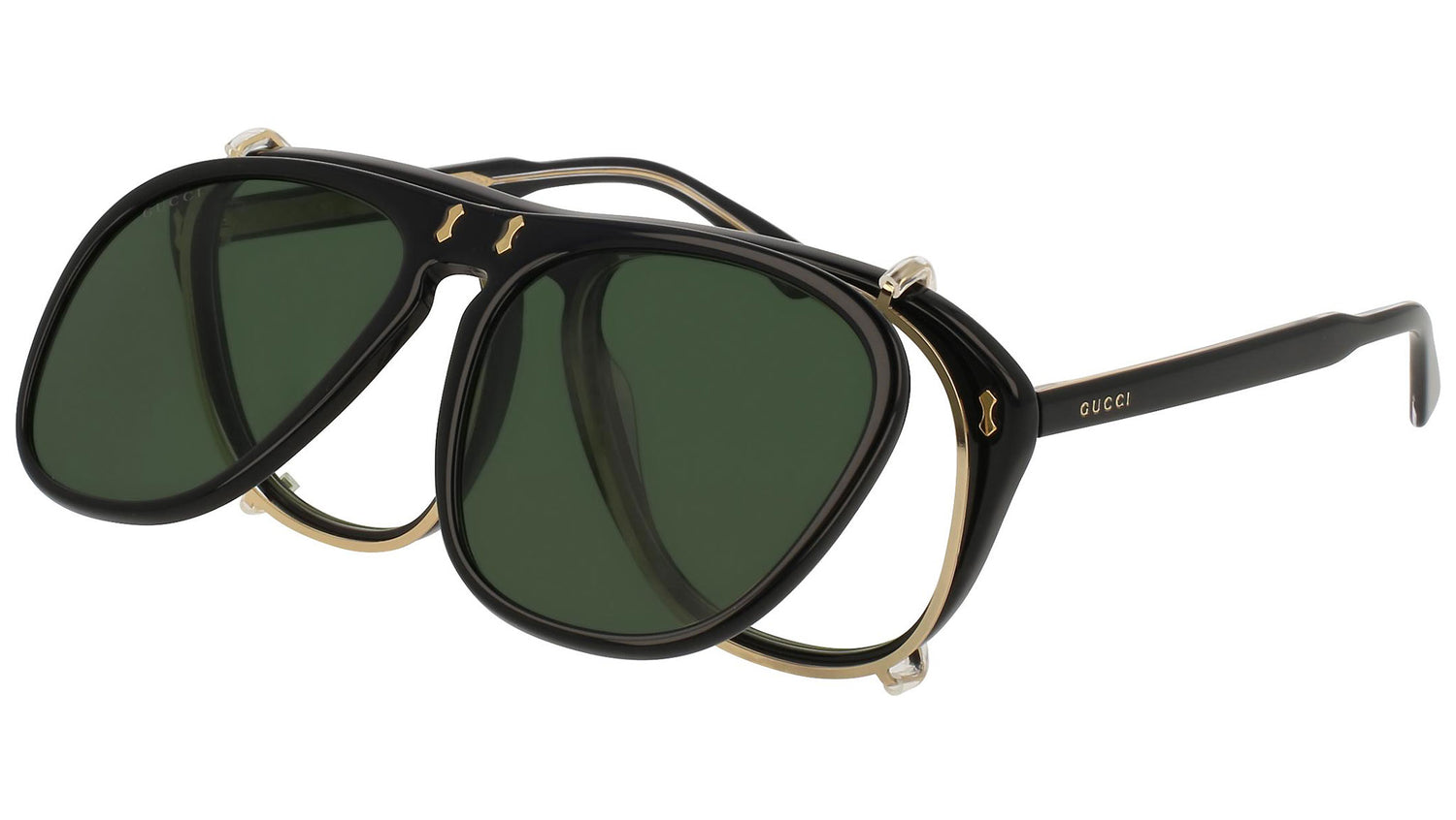 GG0128S shiny black and clear+green
