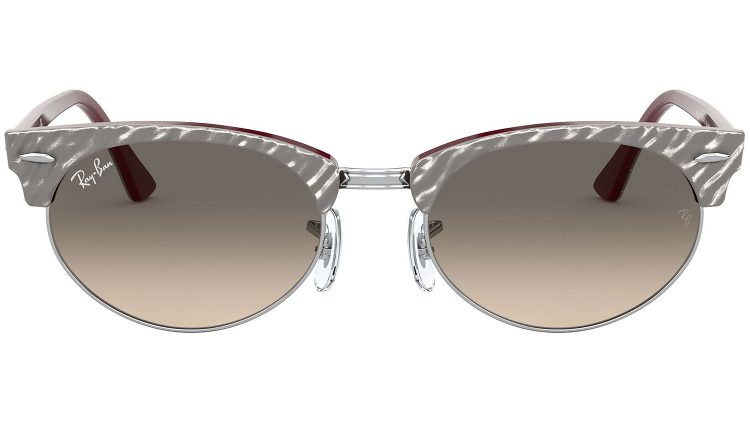 Clubmaster Oval RB3946 130732 wrinkled grey on bordeaux