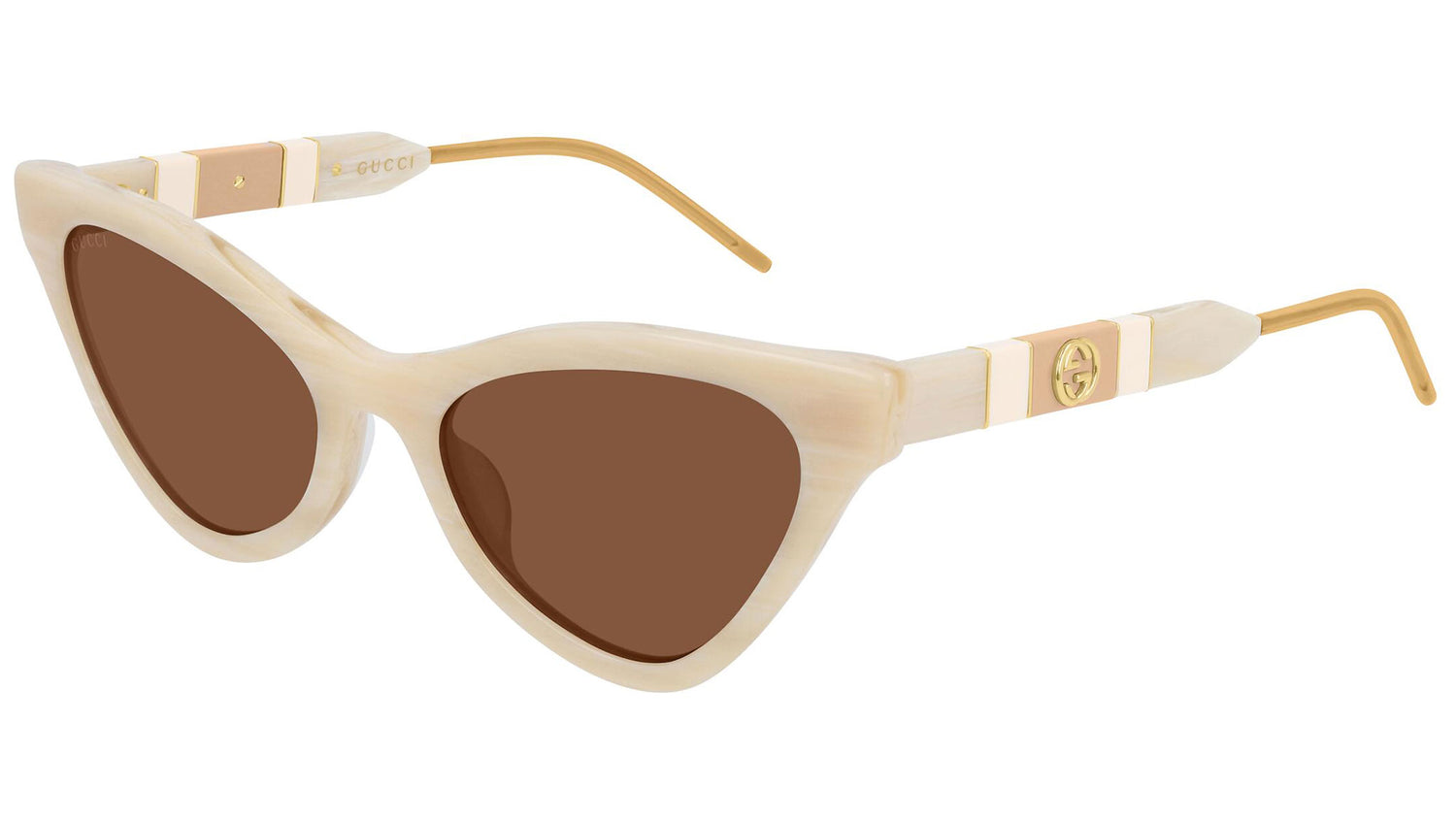 GG0597S shiny beige and chocolate brown