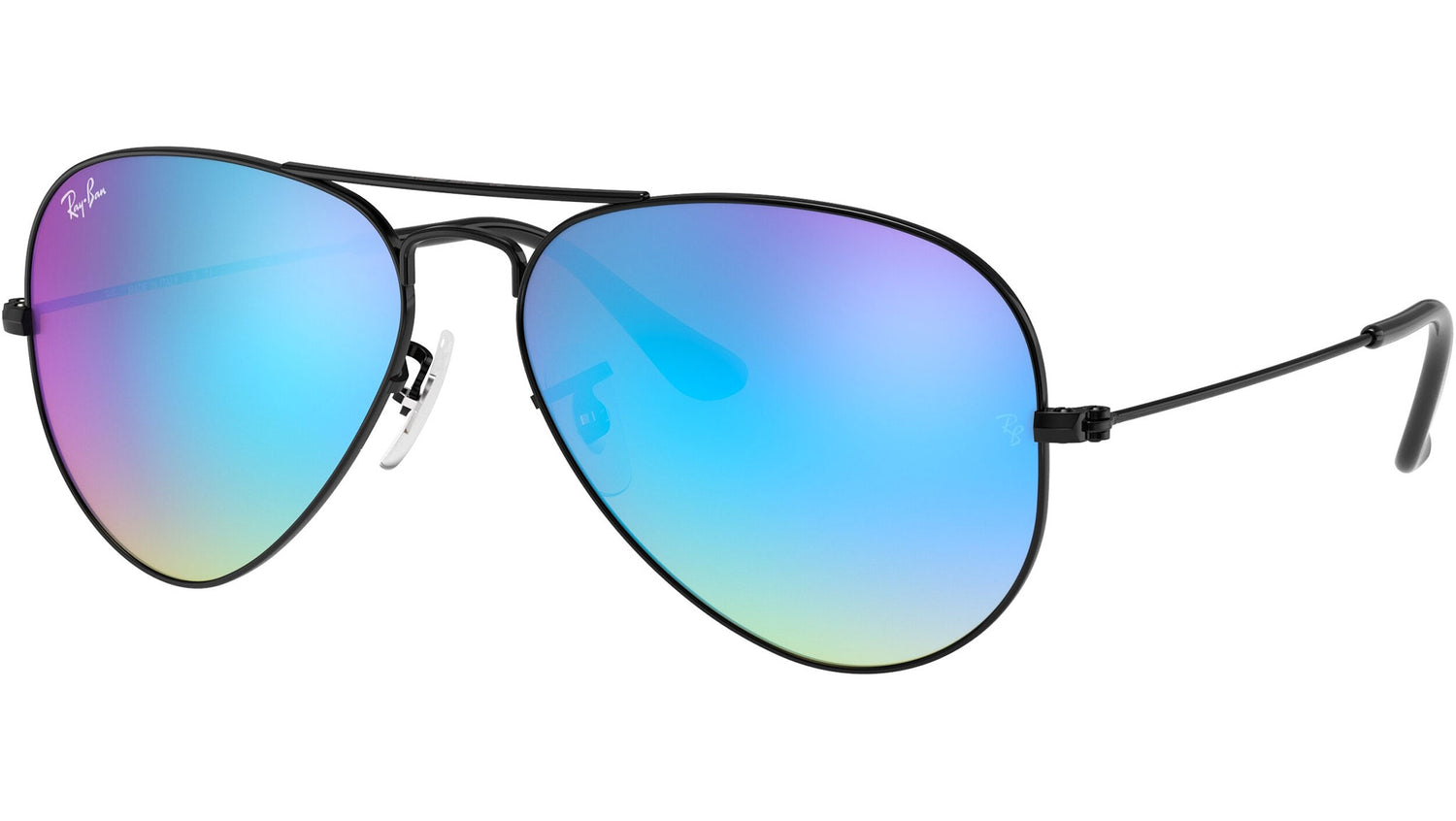 Aviator Flash Lenses Gradient RB3025 002/40 Black Blue Flash
