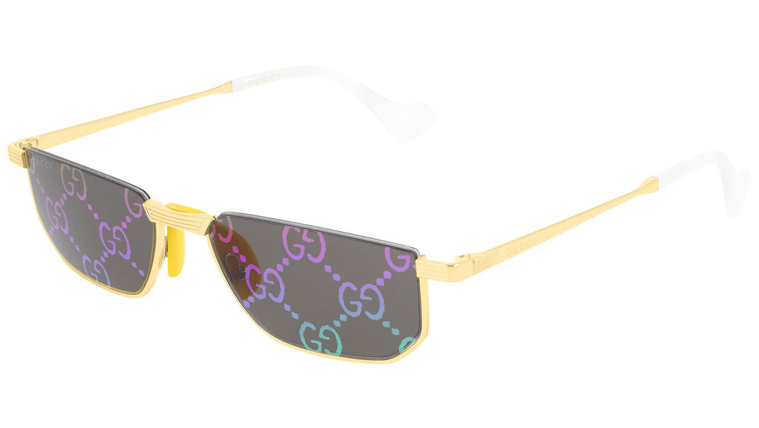 GG0627S yellow gold and smoke + multilayer rainbow guccissima
