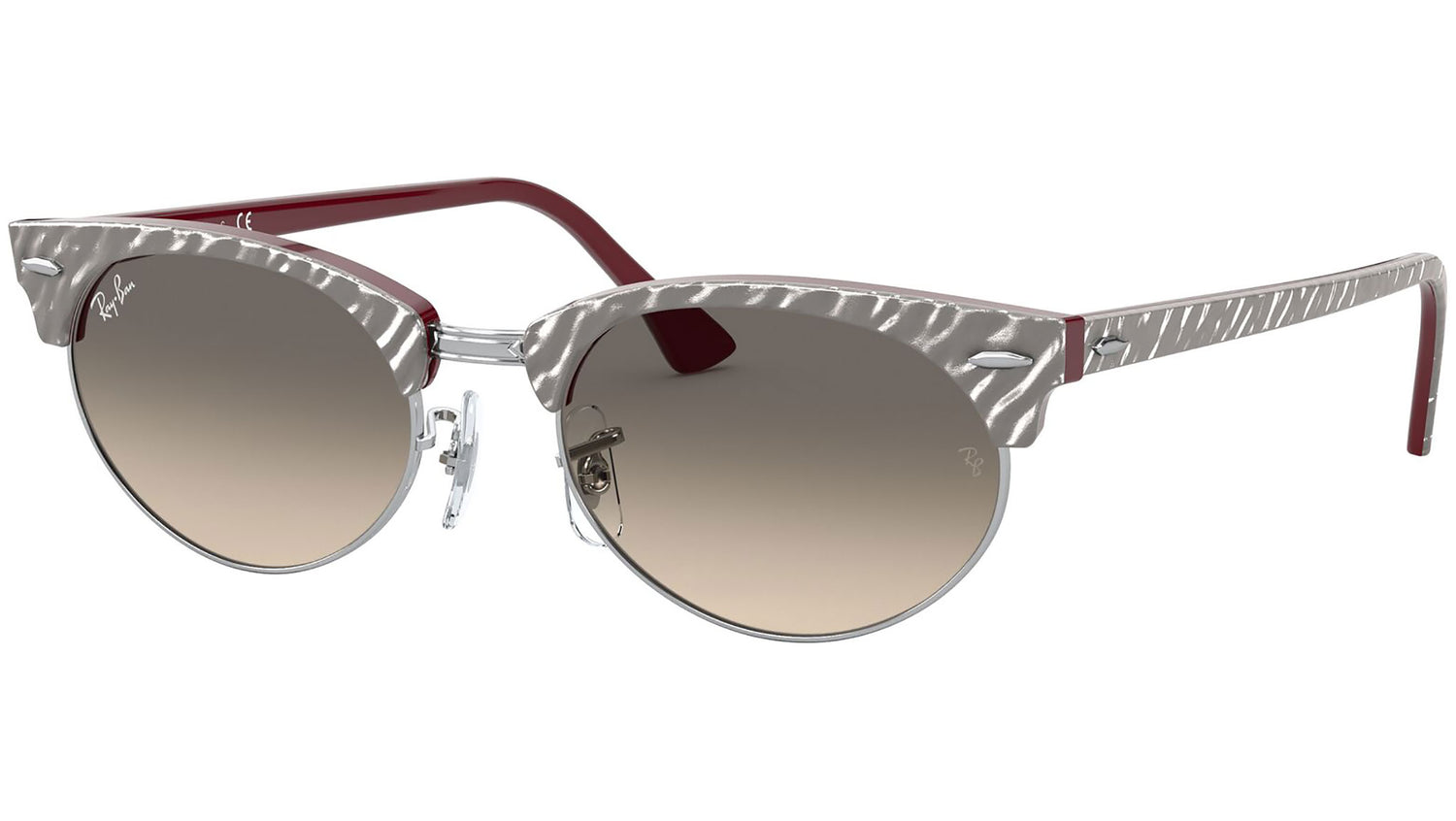 Clubmaster Oval RB3946 130732 wrinkled grey on bordeaux