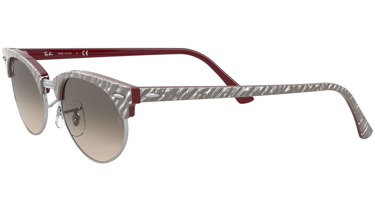 Clubmaster Oval RB3946 130732 wrinkled grey on bordeaux
