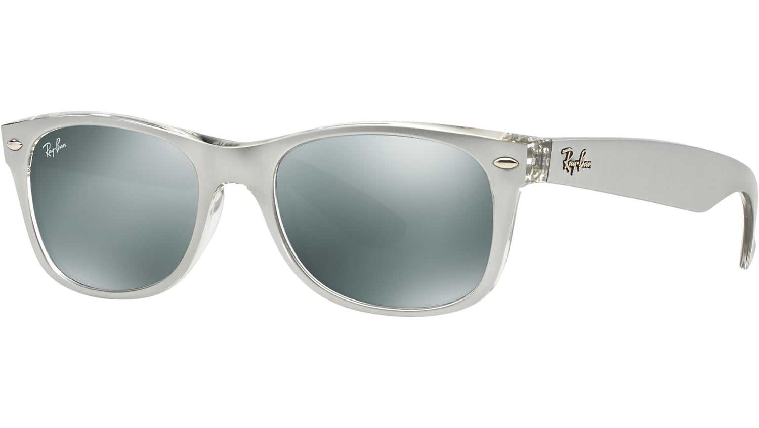 New Wayfarer RB2132 614440 top brushed silver on transp