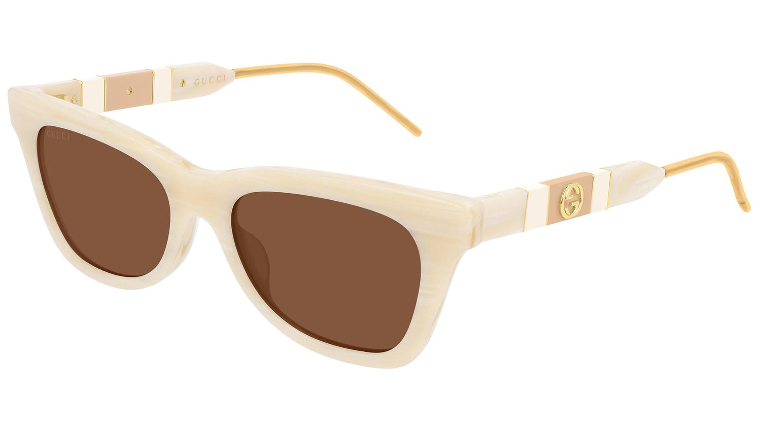 GG0598S shiny beige and chocolate brown