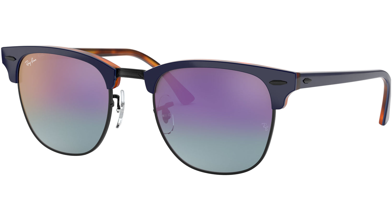 Clubmaster RB3016 1278T6 blue on red havana